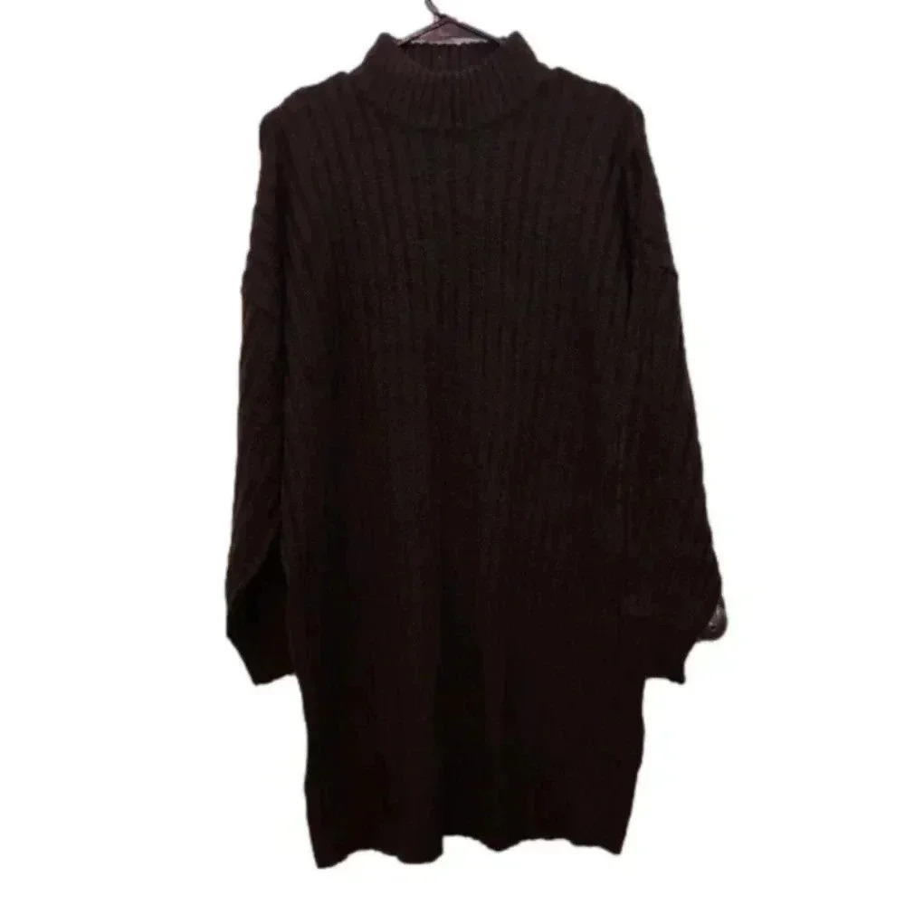 Nasty Gal women's wide ribbed soft knit mini sweater dress
